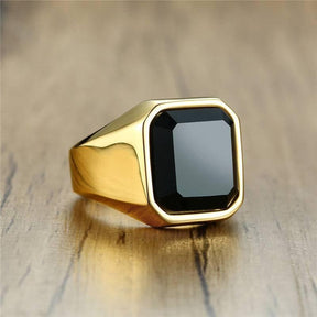 Anel Masculino Dourado Black Diamond - RAFINATO