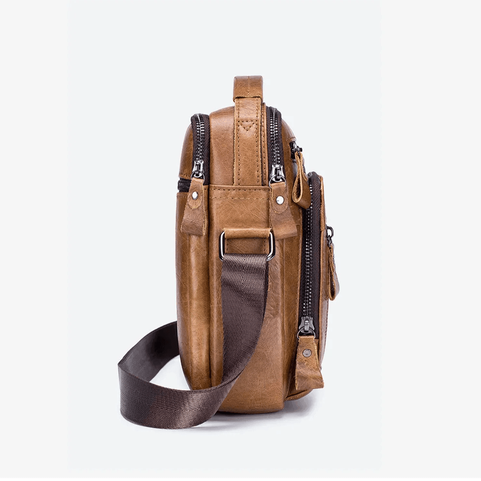 Bolsa Masculina Transversal de Couro Moderna - RAFINATO