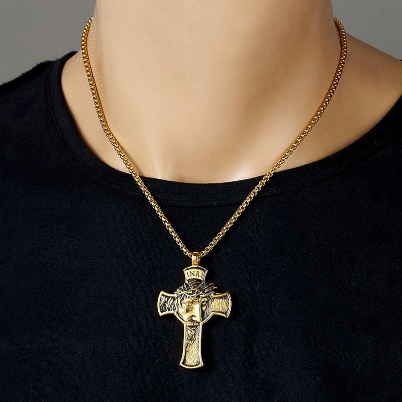 Colar Masculino de Aço Crucifixo de Jesus - RAFINATO