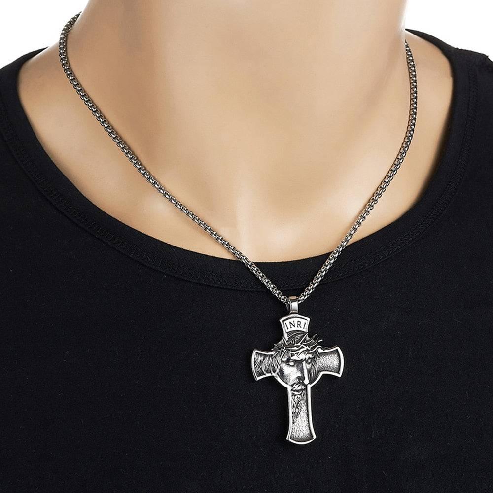 Colar Masculino de Aço Crucifixo de Jesus - RAFINATO