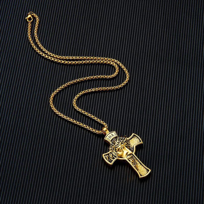 Colar Masculino de Aço Crucifixo de Jesus - RAFINATO