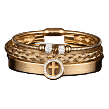 Kit de Pulseiras de Aço Masculina Cruz - RAFINATO