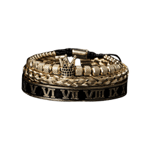 Kit de Pulseiras Douradas Masculinas Black King - RAFINATO