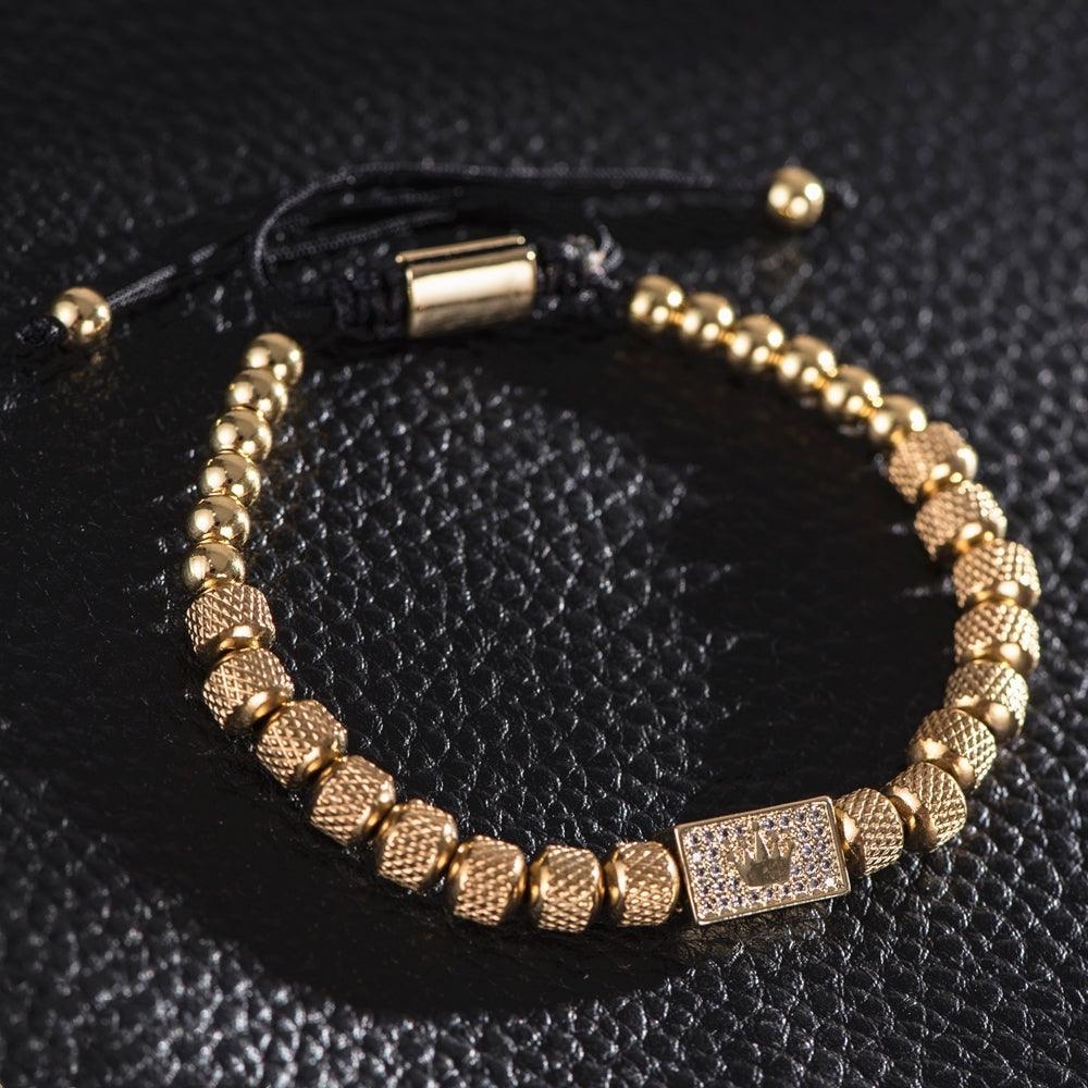 Kit de Pulseiras Masculinas Douradas Cravejadas - RAFINATO