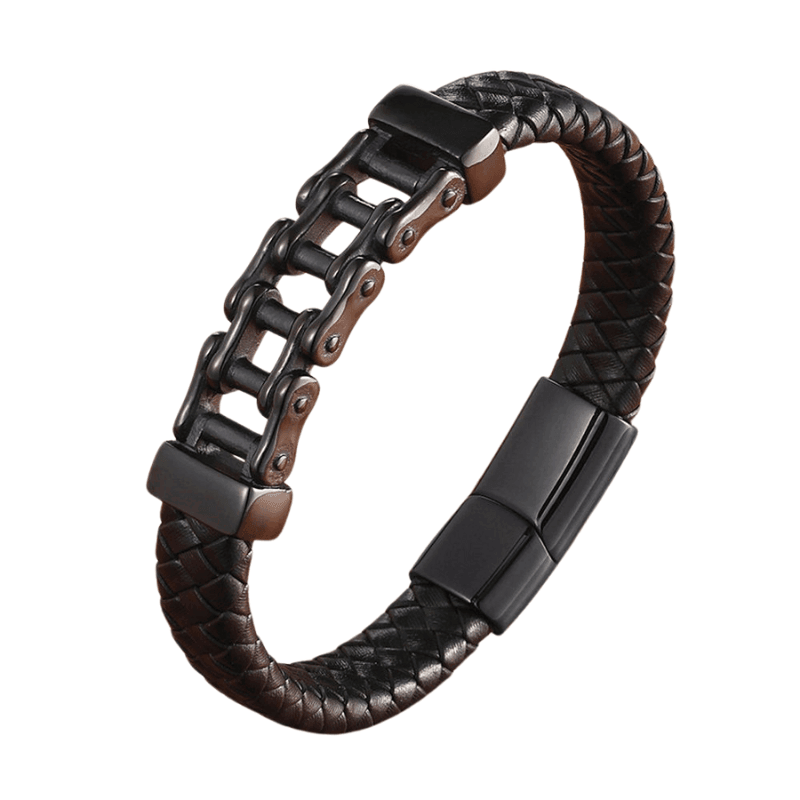 Pulseira Masculina de Couro Chain - RAFINATO