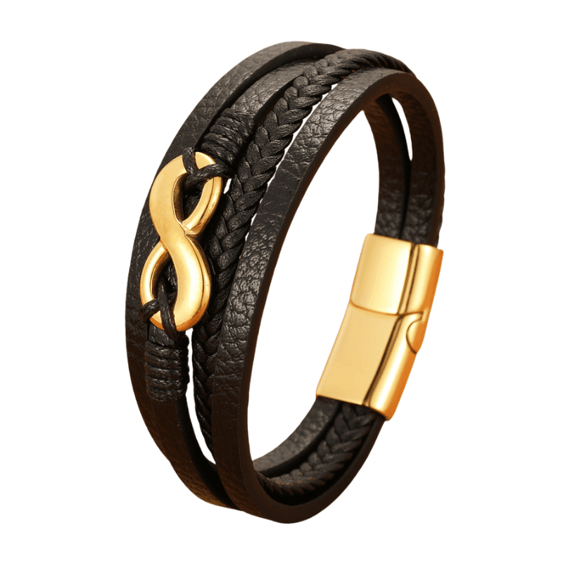 Pulseira Masculina de Couro Infinity - RAFINATO