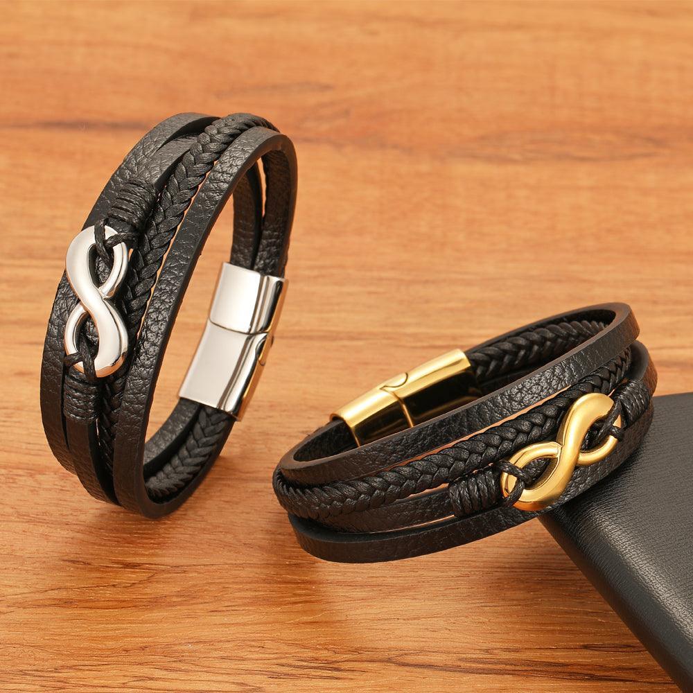 Pulseira Masculina de Couro Infinity - RAFINATO