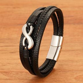 Pulseira Masculina de Couro Infinity - RAFINATO