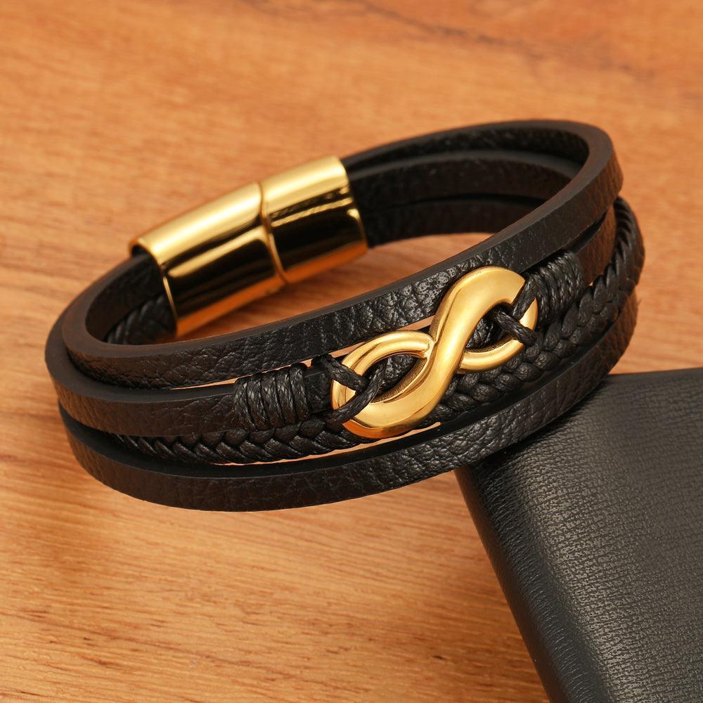 Pulseira Masculina de Couro Infinity - RAFINATO