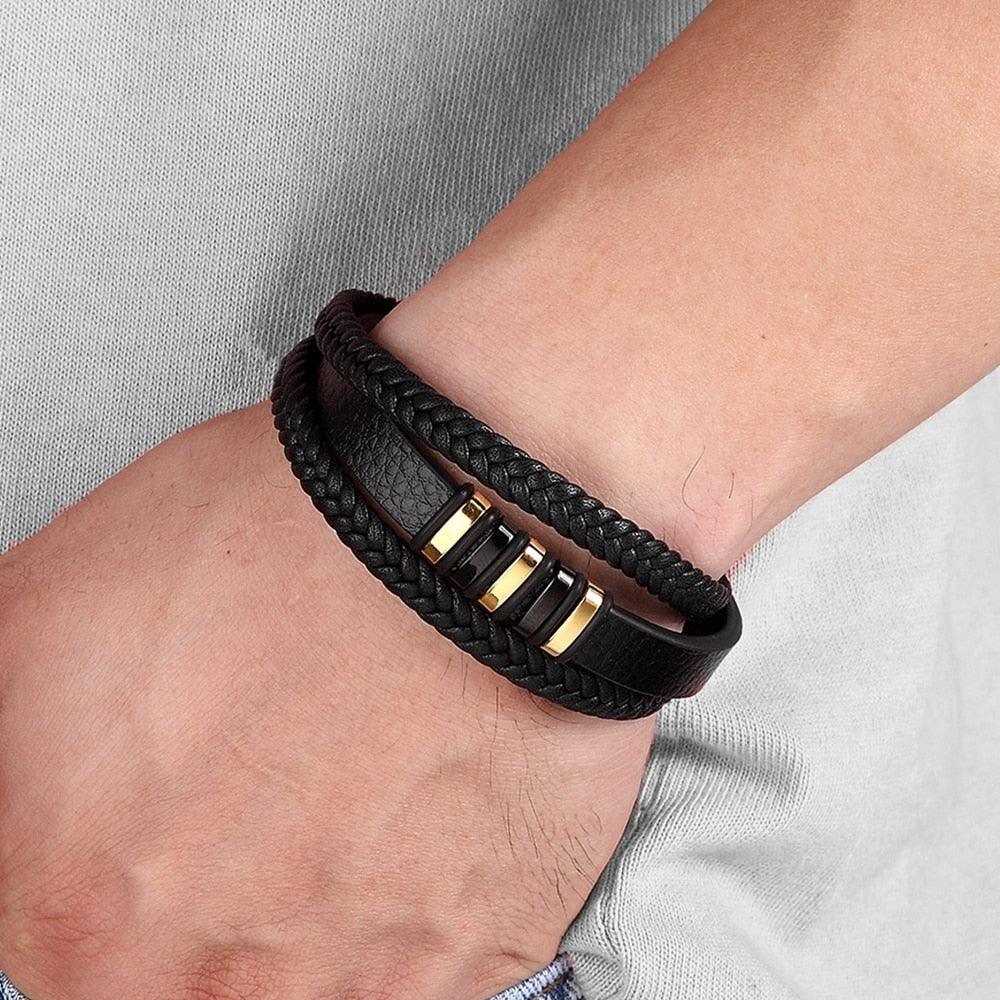 Pulseira Masculina de Couro Leather Elegance - RAFINATO