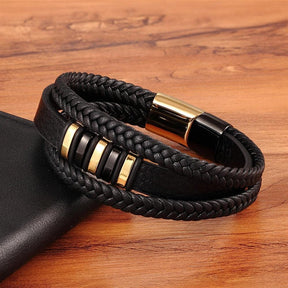 Pulseira Masculina de Couro Leather Elegance - RAFINATO