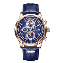 Relógio Masculino Pulseira de Couro Azul Eleven - RAFINATO